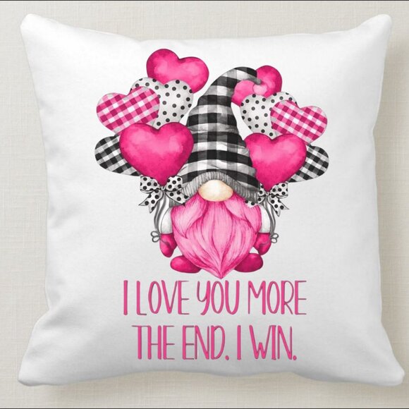 Throw Pillow Cover Gnome I Love You More Pillow Case - Picture 5 of 5